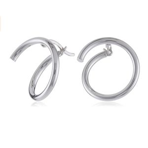 NWOT Sterling Silver Swirl Hoop Earrings